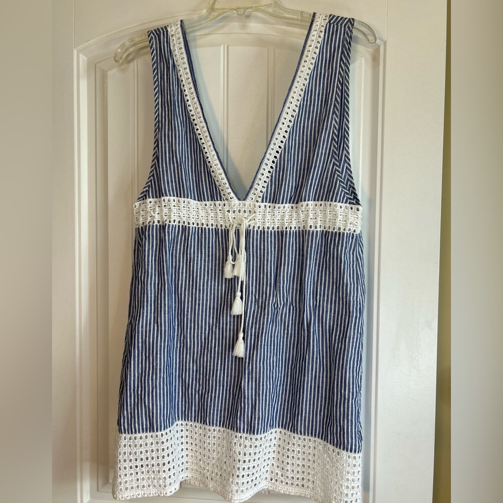 J. Crew Striped Eyelet Swim Tunic Cover-Up Dress Women’s Size XS